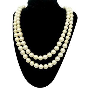 Vintage 1950s MARVELLA Simulated Pearl Double Strand Beaded Necklace~24"